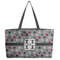 Red & Gray Polka Dots Beach Totes Bag - w/ Black Handles (Personalized)