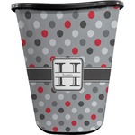 Red & Gray Polka Dots Waste Basket - Double Sided (Black) (Personalized)