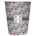 Red & Gray Polka Dots Waste Basket - Double Sided (White) (Personalized)