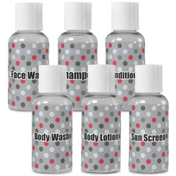 Red & Gray Polka Dots Travel Bottles (Personalized)