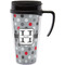 Red & Gray Polka Dots Acrylic Travel Mug with Handle (Personalized)