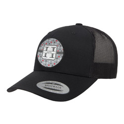 Red & Gray Polka Dots Trucker Hat - Black (Personalized)