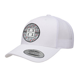 Red & Gray Polka Dots Trucker Hat - White (Personalized)