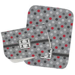 Red & Gray Polka Dots Burp Cloths - Fleece - Set of 2 w/ Name and Initial