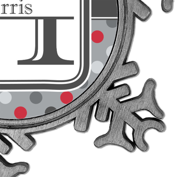 Red & Gray Polka Dots Vintage Snowflake - Detail