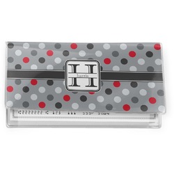 Red & Gray Polka Dots Vinyl Checkbook Cover (Personalized)