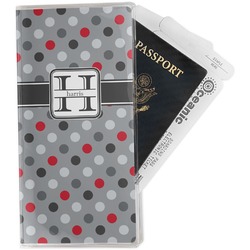 Red & Gray Polka Dots Travel Document Holder
