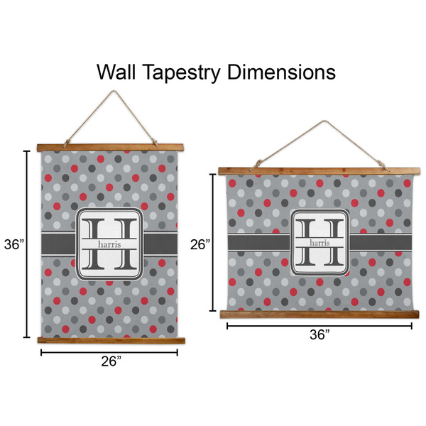 Red & Gray Polka Dots Wall Hanging Tapestries - Parent/Sizing