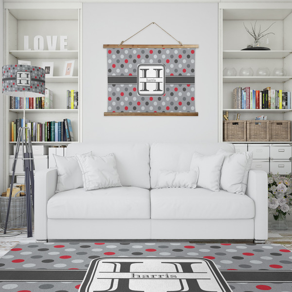 Red & Gray Polka Dots Wall Hanging Tapestry - IN CONTEXT