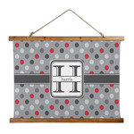 Red & Gray Polka Dots Wall Hanging Tapestry - Wide (Personalized)