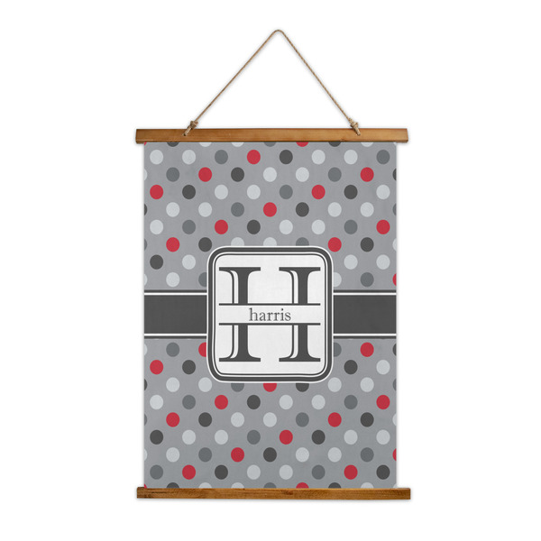 Custom Red & Gray Polka Dots Wall Hanging Tapestry (Personalized)