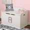 Red & Gray Polka Dots Wall Monogram on Toy Chest