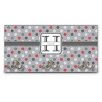 Red & Gray Polka Dots Wall Mounted Coat Rack (Personalized)
