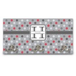 Red & Gray Polka Dots Wall Mounted Coat Rack (Personalized)