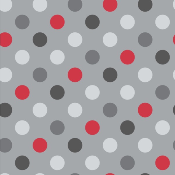 Custom Red & Gray Polka Dots Wallpaper & Surface Covering (Peel & Stick 24"x 24" Sample)