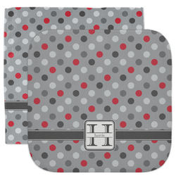 Red & Gray Polka Dots Facecloth / Wash Cloth (Personalized)