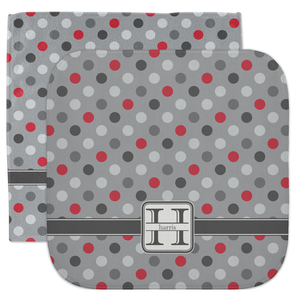Custom Red & Gray Polka Dots Facecloth / Wash Cloth (Personalized)