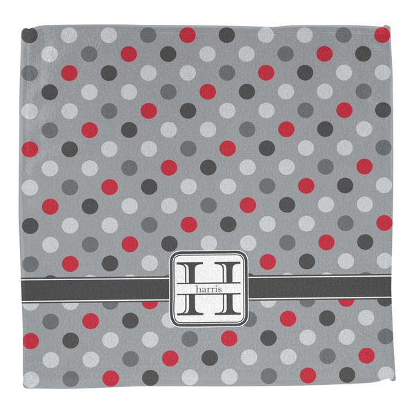 Red & Gray Polka Dots Washcloth - Front - No Soap