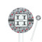 Red & Gray Polka Dots White Plastic 5.5" Stir Stick - Round - Closeup