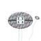 Red & Gray Polka Dots White Plastic 7" Stir Stick - Oval - Closeup