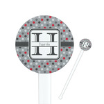 Red & Gray Polka Dots Round Plastic Stir Sticks (Personalized)