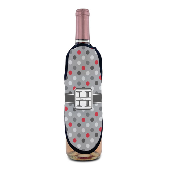 Red & Gray Polka Dots Wine Bottle Apron - IN CONTEXT