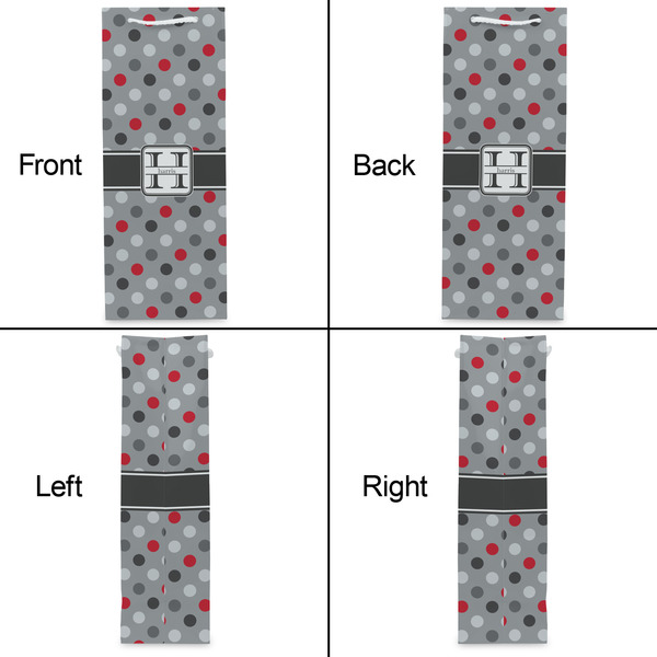 Red & Gray Polka Dots Wine Gift Bag - Gloss - Approval