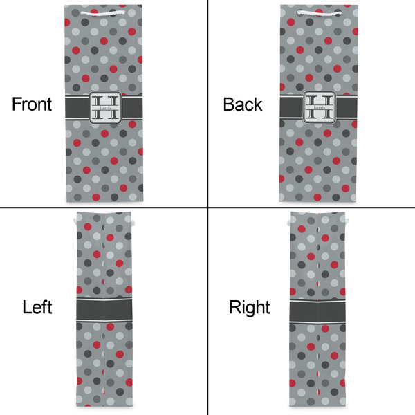 Red & Gray Polka Dots Wine Gift Bag - Matte - Approval