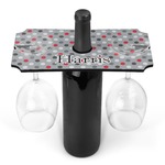 Red & Gray Polka Dots Wine Bottle & Glass Holder (Personalized)