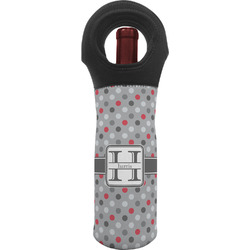 Red & Gray Polka Dots Wine Tote Bag (Personalized)