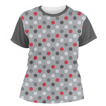 Red & Gray Polka Dots Women's Crew T-Shirt - 2X Large