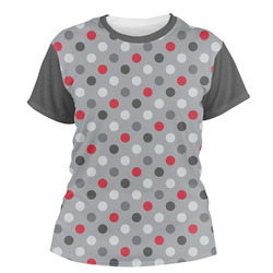 Red & Gray Polka Dots Women's Crew T-Shirt - X Large