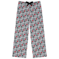 Red & Gray Polka Dots Womens Pajama Pants - M