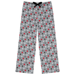 Red & Gray Polka Dots Womens Pajama Pants