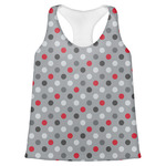 Red & Gray Polka Dots Womens Racerback Tank Top - Small