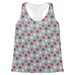 Red & Gray Polka Dots Womens Racerback Tank Top (Personalized)