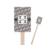 Red & Gray Polka Dots Rectangle Wooden Stir Sticks (Personalized)