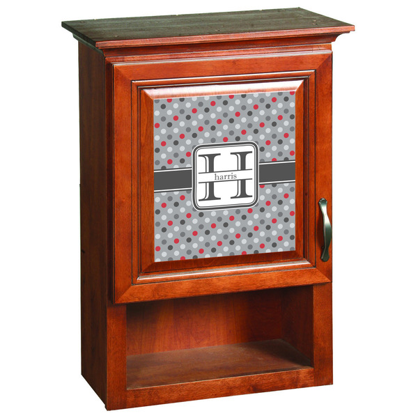 Red & Gray Polka Dots Wooden Cabinet Decal (Medium)