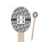 Red & Gray Polka Dots Wooden Food Pick - Oval - Closeup