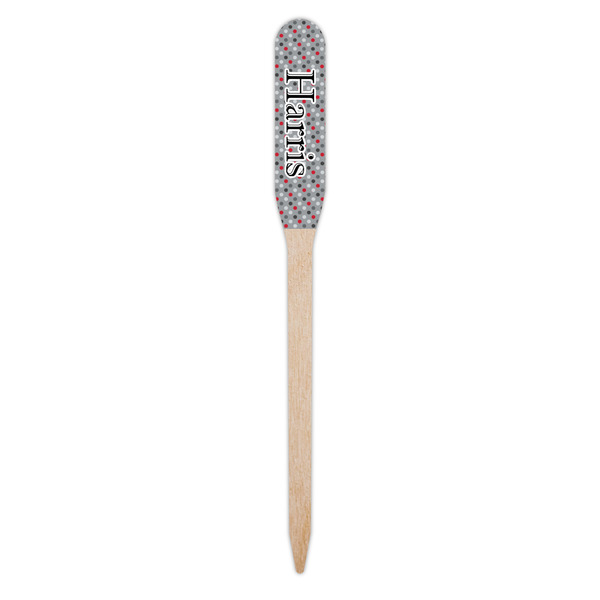 Red & Gray Polka Dots Wooden Food Pick - Paddle - Single Pick