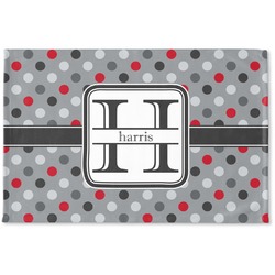 Red & Gray Polka Dots Woven Mat (Personalized)