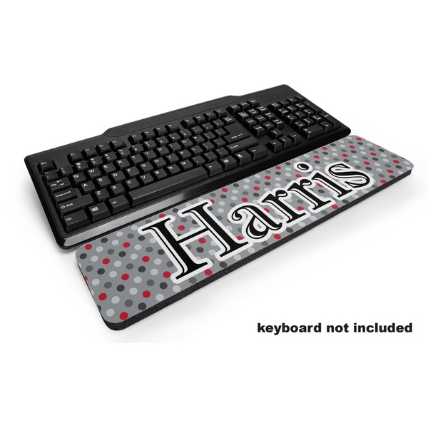 Custom Red & Gray Polka Dots Keyboard Wrist Rest (Personalized)