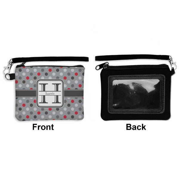 Red & Gray Polka Dots Wristlet ID Cases - Front & Back