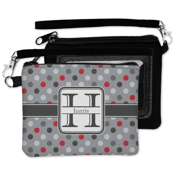 Red & Gray Polka Dots Wristlet ID Cases - MAIN