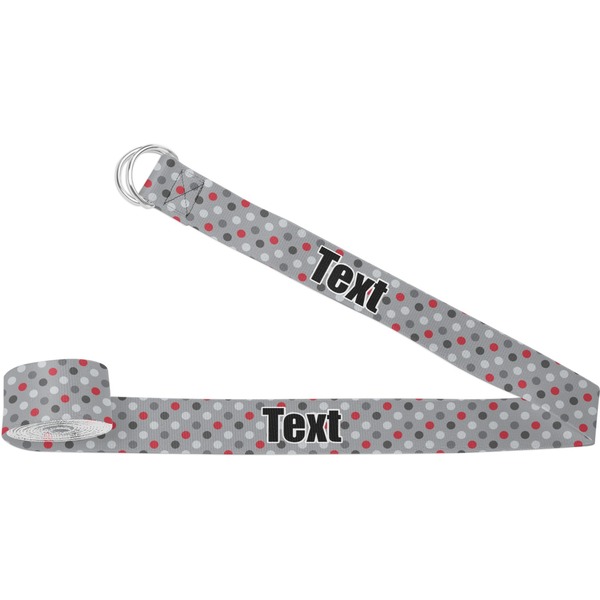 Custom Red & Gray Polka Dots Yoga Strap (Personalized)