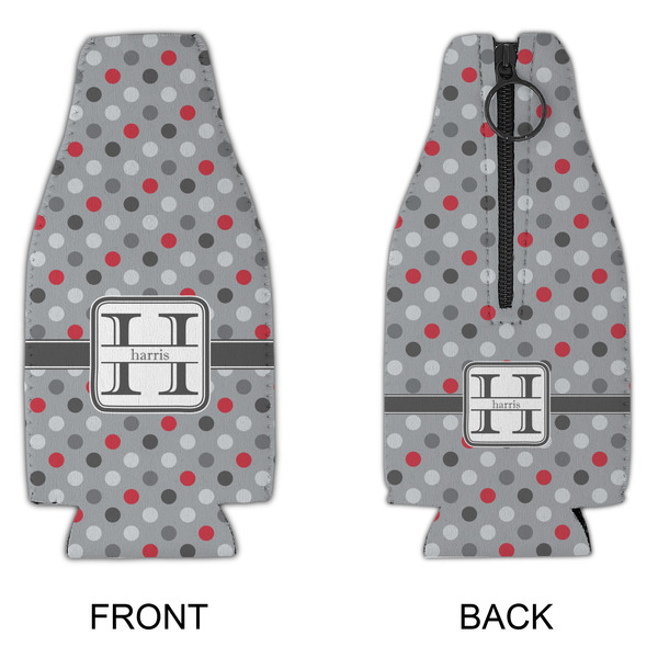 Red & Gray Polka Dots Zipper Bottle Cooler - APPROVAL