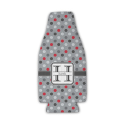 Red & Gray Polka Dots Zipper Bottle Cooler (Personalized)