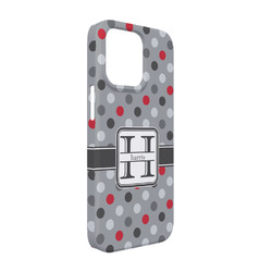Red & Gray Polka Dots iPhone Case - Plastic - iPhone 13 (Personalized)