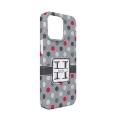 Red & Gray Polka Dots iPhone Case - Plastic - iPhone 13 Mini (Personalized)