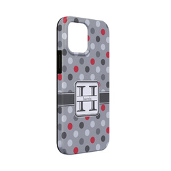 Red & Gray Polka Dots iPhone Case - Rubber Lined - iPhone 13 Mini (Personalized)